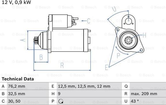 BOSCH 0 986 019 890 - Motor de arranque parts5.com