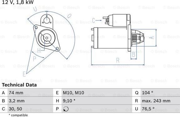 BOSCH 0 986 018 680 - Starter parts5.com