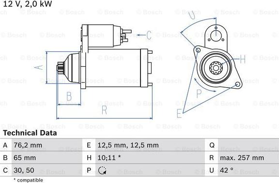 BOSCH 0 986 018 390 - Starter parts5.com