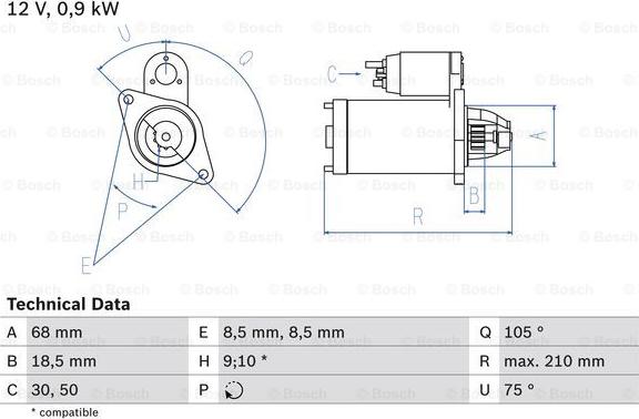 BOSCH 0 986 017 120 - Żtartér parts5.com