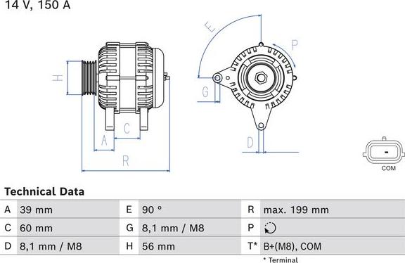 BOSCH 0 986 084 070 - Generátor parts5.com