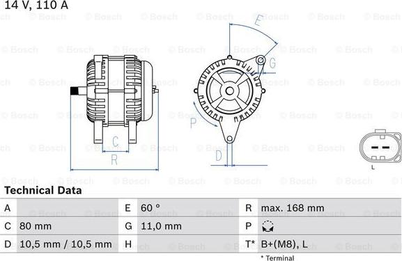 BOSCH 0 986 080 060 - Generator / Alternator parts5.com