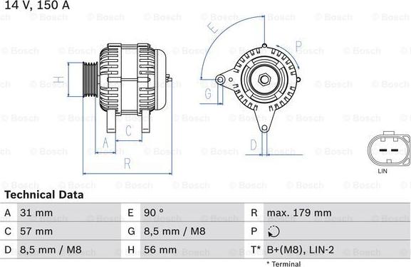 BOSCH 0 986 083 960 - Alternator parts5.com