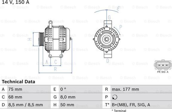 BOSCH 0 986 082 590 - Alternator parts5.com