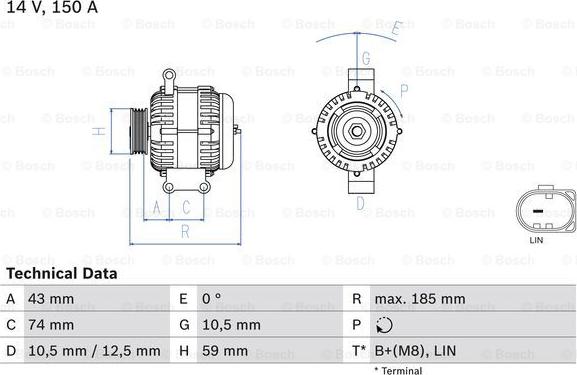 BOSCH 0 986 082 580 - Alternator parts5.com