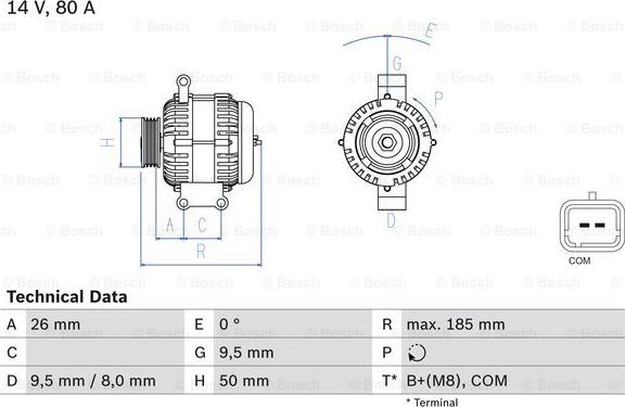 BOSCH 0 986 082 880 - Alternator parts5.com