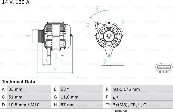 BOSCH 0 986 082 820 - Alternator parts5.com