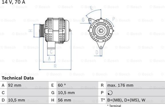 BOSCH 0 986 036 820 - Alternator parts5.com