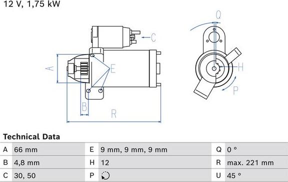 BOSCH 0 986 025 510 - Motor de arranque parts5.com