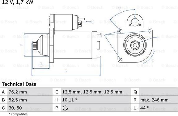 BOSCH 0 986 020 250 - Starter parts5.com