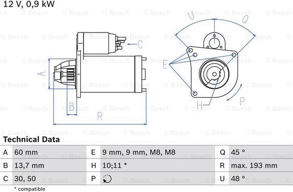 BOSCH 0 986 021 970 - Starter parts5.com