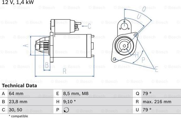 BOSCH 0 986 022 730 - Rozrusznik parts5.com