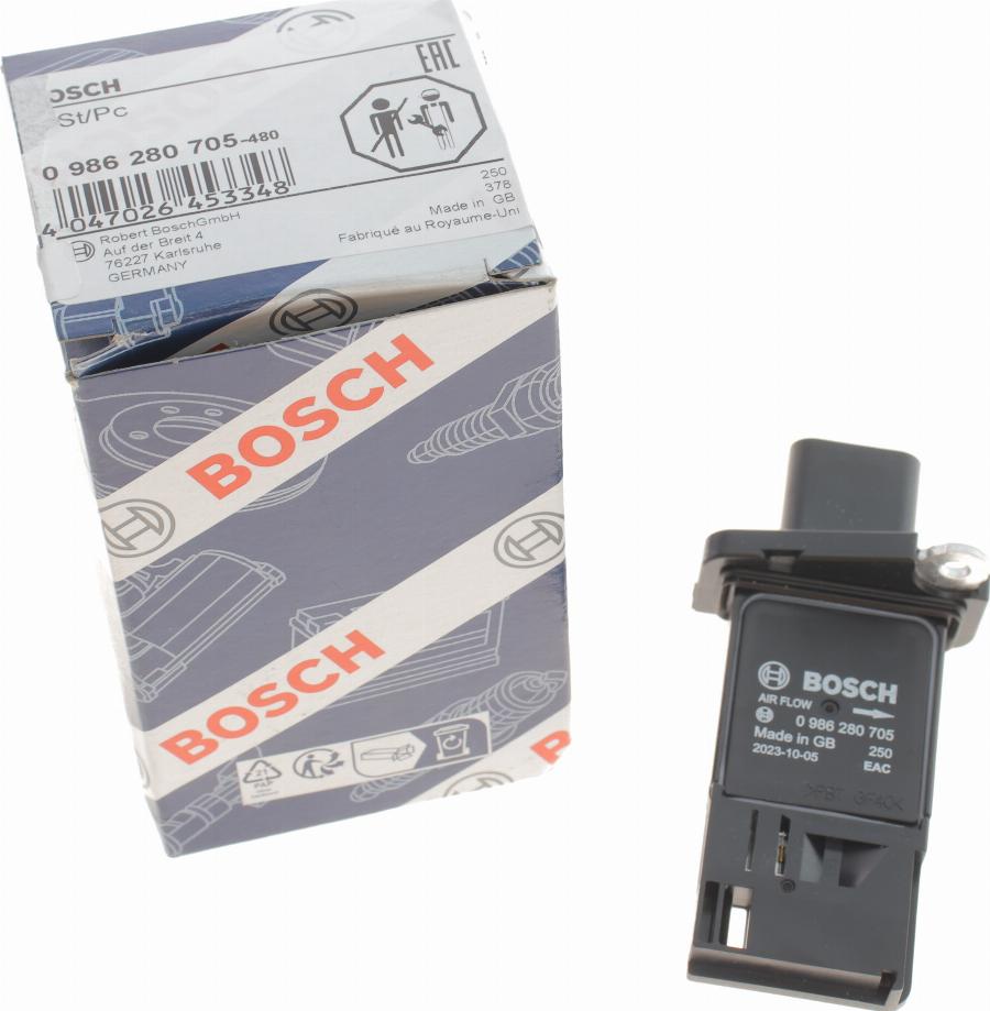 BOSCH 0 986 280 705 - Air Mass Sensor parts5.com