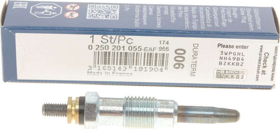 BOSCH 0 250 201 055 - Glow Plug parts5.com