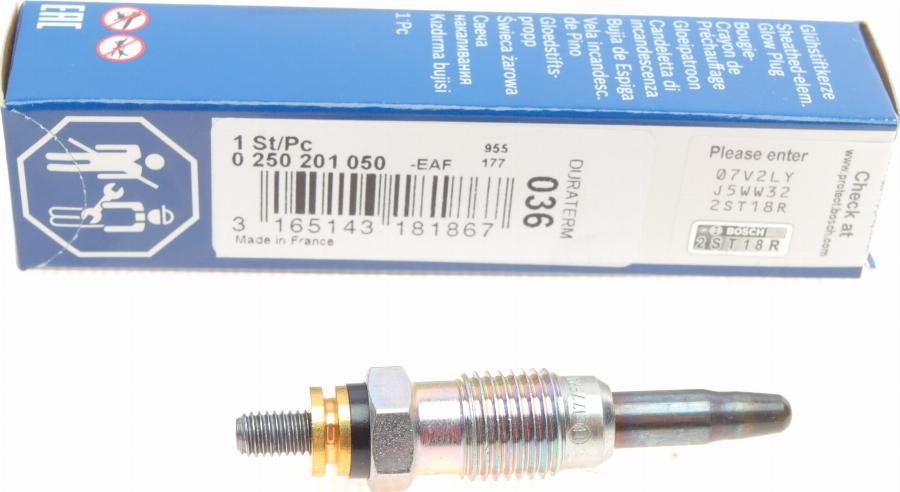 BOSCH 0 250 201 050 - Bougie de préchauffage parts5.com