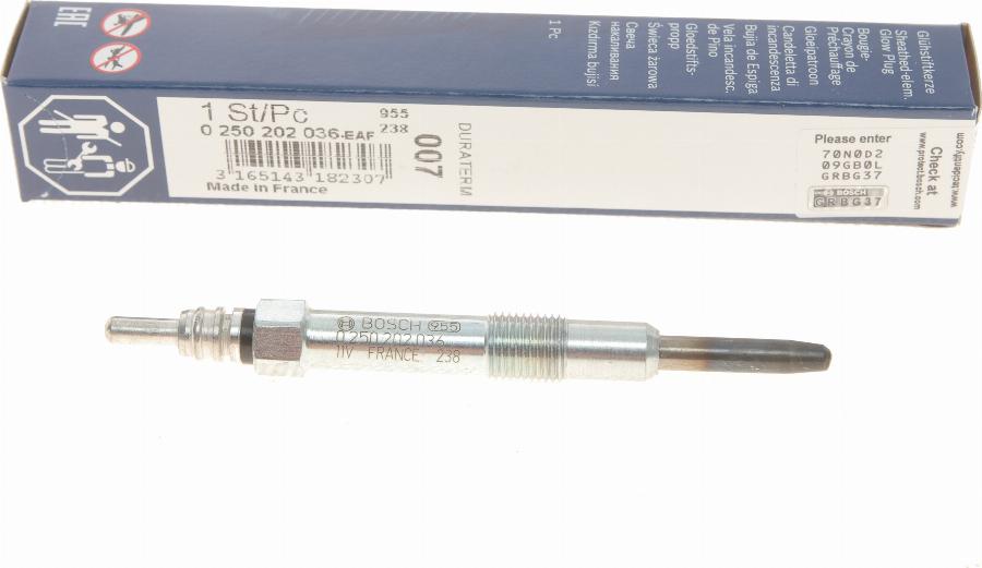 BOSCH 0 250 202 036 - Glow Plug parts5.com