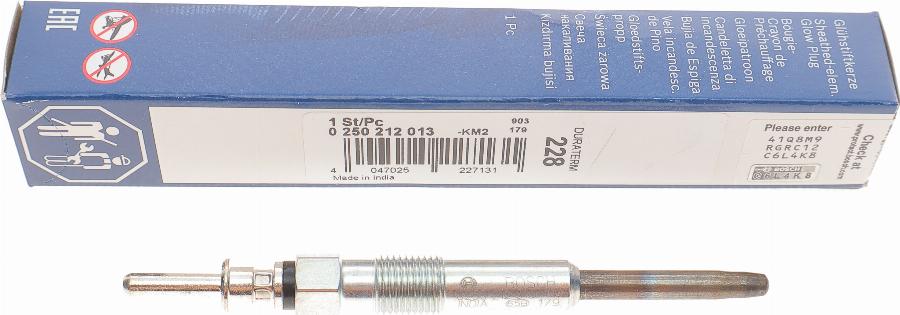 BOSCH 0 250 212 013 - Bujía de precalentamiento parts5.com