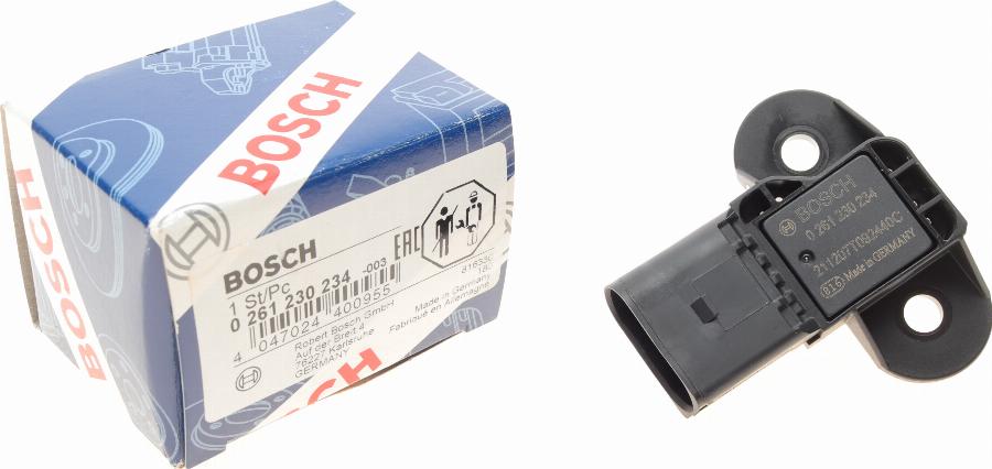 BOSCH 0 261 230 234 - Capteur, pression de suralimentation parts5.com