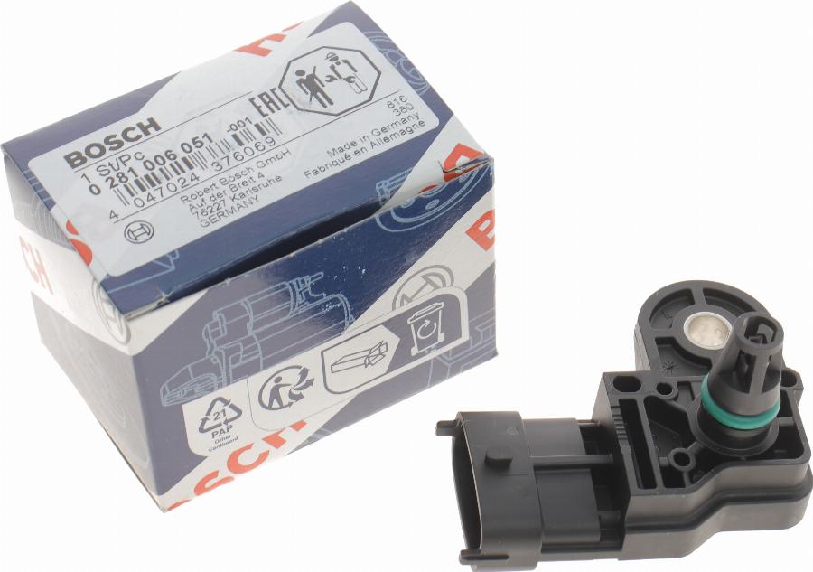 BOSCH 0 281 006 051 - Snímač plniaceho tlaku parts5.com