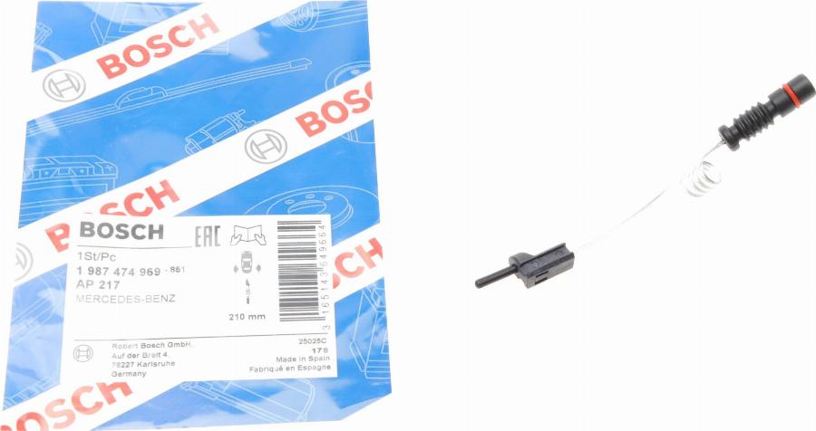 BOSCH 1 987 474 969 - Výstražný kontakt, opotřebení obložení parts5.com