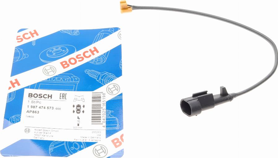 BOSCH 1 987 474 573 - Contact d'avertissement, usure des plaquettes de frein parts5.com