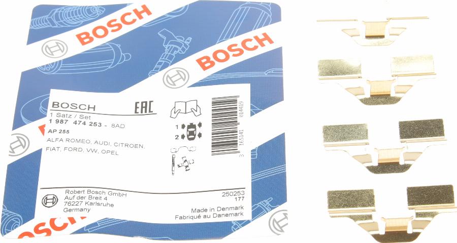 BOSCH 1 987 474 253 - Tartozékkészlet, tárcsafékbetét parts5.com