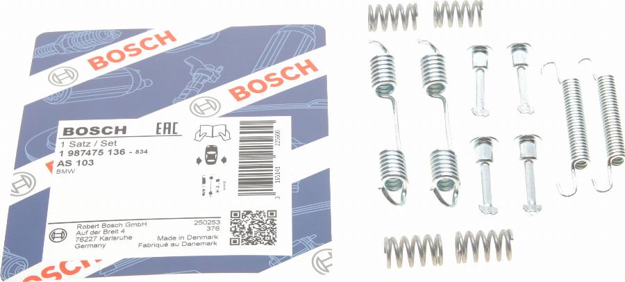 BOSCH 1 987 475 136 - Juego de accesorios, zapatas de freno de estacionamiento parts5.com