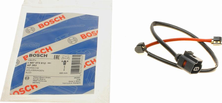 BOSCH 1 987 473 012 - Senzor de avertizare,uzura placute de frana parts5.com