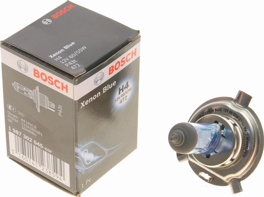 BOSCH 1 987 302 045 - Лампа накаливания, фара дальнего света parts5.com