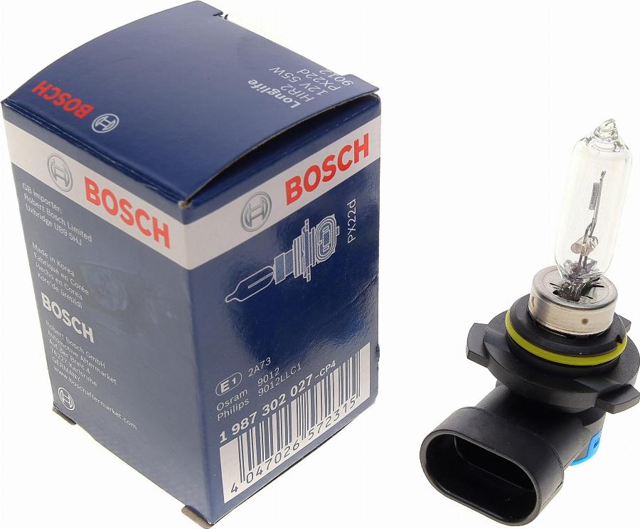 BOSCH 1 987 302 027 - Крушка с нагреваема жичка, фар за дълги светлини parts5.com