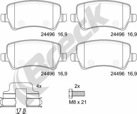 Breck 24496 00 702 00 - Piduriklotsi komplekt,ketaspidur parts5.com