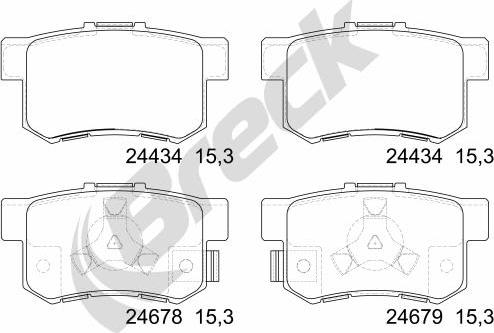 Breck 24434 00 704 00 - Sada brzdových destiček, kotoučová brzda parts5.com