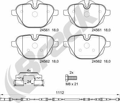 Breck 24561 00 552 20 - Komplet zavornih oblog, ploscne (kolutne) zavore parts5.com