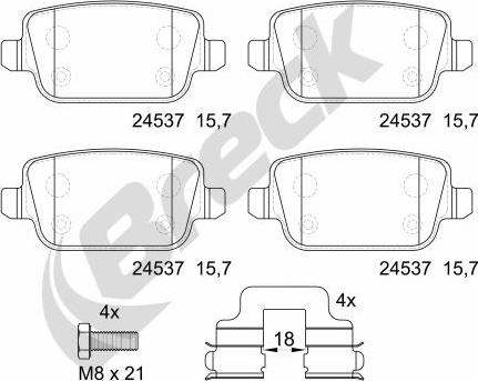 Breck 24537 00 702 00 - Piduriklotsi komplekt,ketaspidur parts5.com