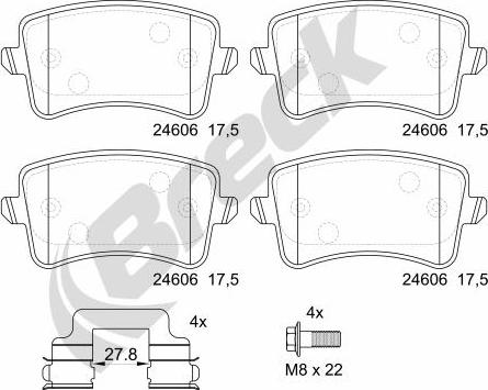 Breck 24606 00 554 00 - Brake Pad Set, disc brake parts5.com