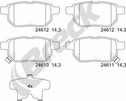 Breck 24610 00 704 10 - Zestaw klocków hamulcowych, hamulce tarczowe parts5.com