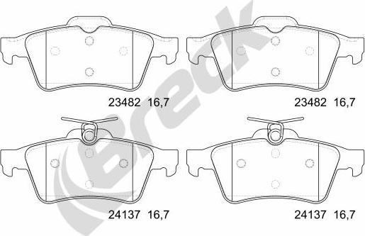 Breck 24137 00 702 00 - Komplet kočnih obloga, disk kočnica parts5.com