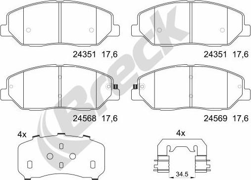 Breck 24351 00 701 00 - Set placute frana,frana disc parts5.com