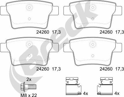 Breck 24260 00 704 00 - Set placute frana,frana disc parts5.com