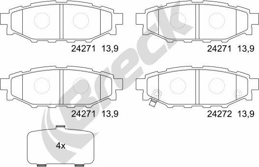 Breck 24271 00 702 10 - Тормозные колодки, дисковые, комплект parts5.com