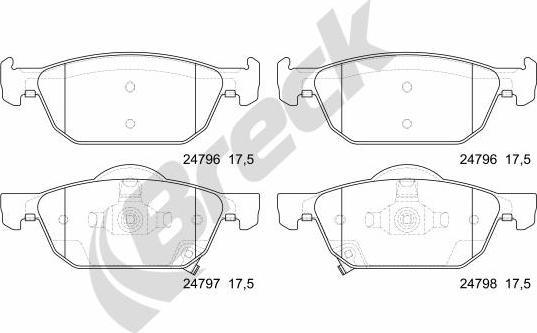 Breck 24796 00 701 00 - Тормозные колодки, дисковые, комплект parts5.com