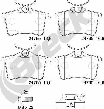 Breck 24765 00 704 00 - Fékbetétkészlet, tárcsafék parts5.com