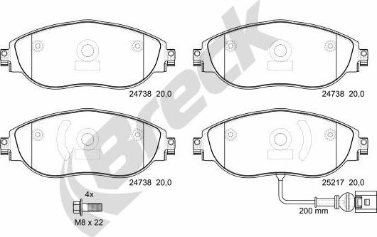 Breck 24738 00 551 00 - Σετ τακάκια, δισκόφρενα parts5.com