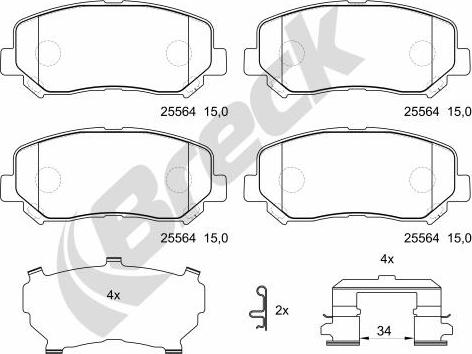 Breck 25564 00 701 10 - Fren balata seti, diskli fren parts5.com