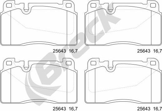 Breck 25643 00 551 00 - Komplet zavornih oblog, ploscne (kolutne) zavore parts5.com