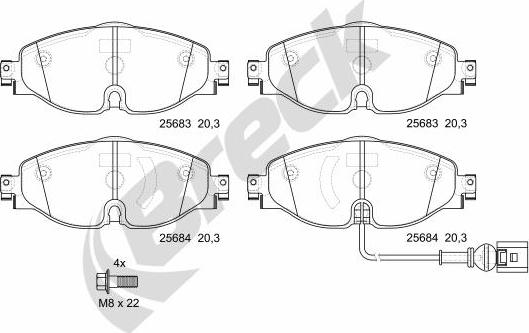 Breck 25683 00 701 00 - Zestaw klocków hamulcowych, hamulce tarczowe parts5.com