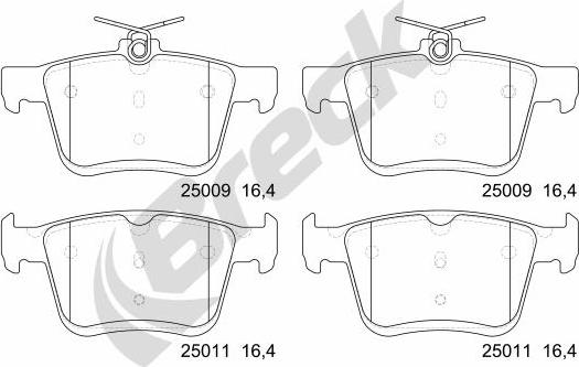 Breck 25009 00 704 00 - Fren balata seti, diskli fren parts5.com