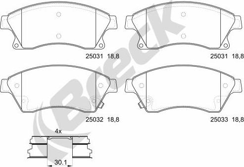 Breck 25031 00 701 00 - Set placute frana,frana disc parts5.com