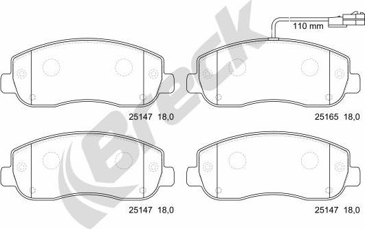 Breck 25147 00 703 10 - Bremsbelagsatz, Scheibenbremse parts5.com