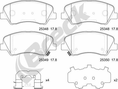 Breck 25348 00 701 00 - Sada brzdových destiček, kotoučová brzda parts5.com